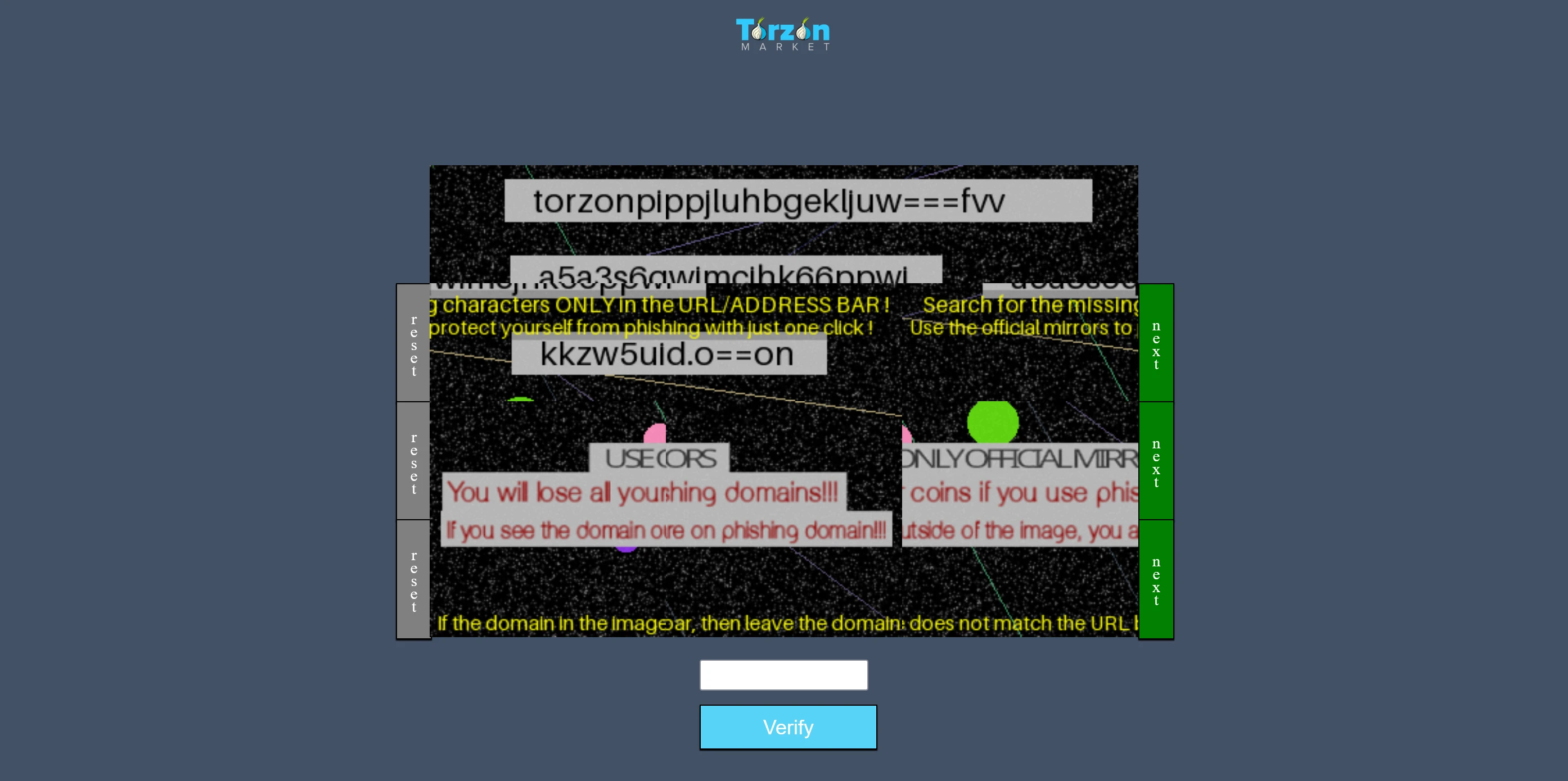 Torzon Market captcha verification screen for secure darknet marketplace access